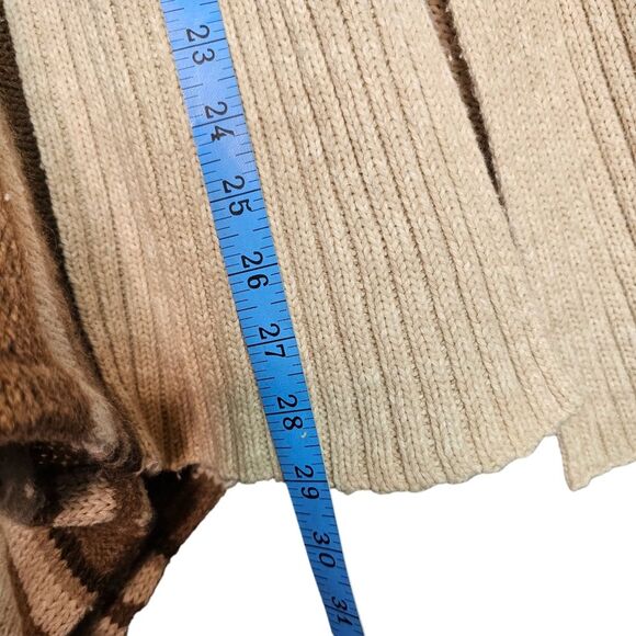 Ralph Lauren Neutral Aztec Southwest Western Wool Blend Poncho Cardigan Size L - Picture 9 of 12